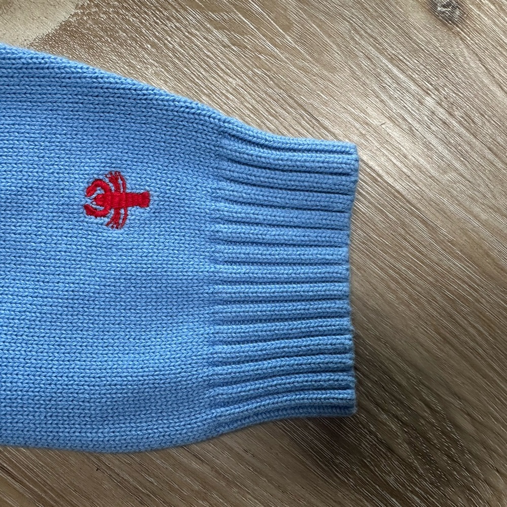 J. Crew Light Blue Crewneck Sweater with Red Embroidered Lobster 🦞 - Picture 4 of 8